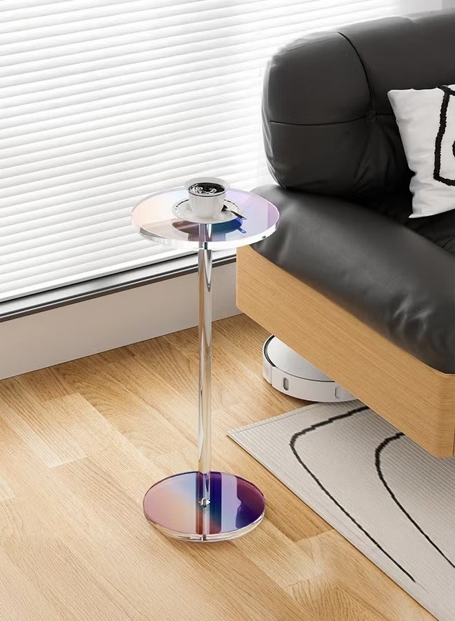 XiuWoo Creative Acrylic Side Table 25x25x54cm Iridescent Finish Round End Table for Small Spaces Living Room Bedroom Office Lightweight Durable Drink Table with Tool-Free Assembly Modern Home Decor - Image 1
